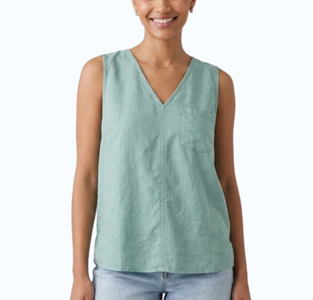 Market & Spruce Sleeveless V Neck Top Green Lyocell Women Size XL NWT